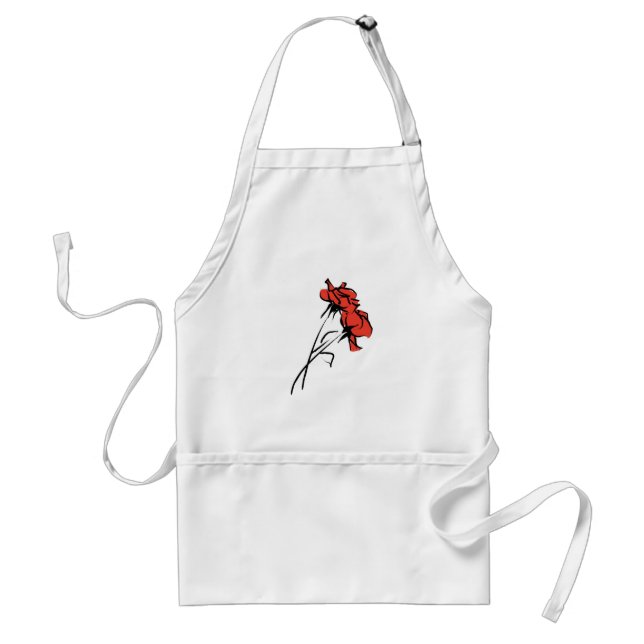 Bright Red Rose Brushstroke Standard Apron (Front)