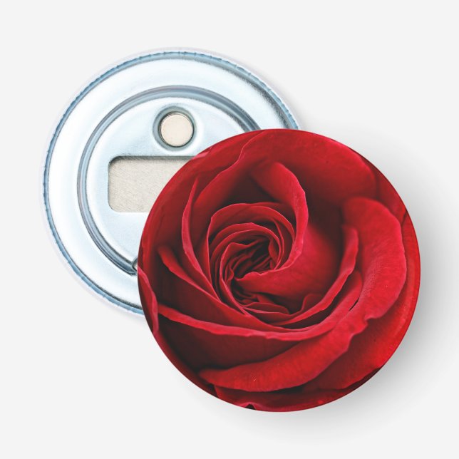 Bright Red Rose Close Up Bottle Opener (Front)