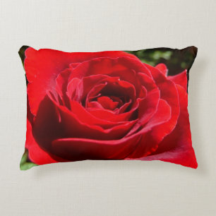 Bright Red Rose Flower Beautiful Floral Decorative Cushion