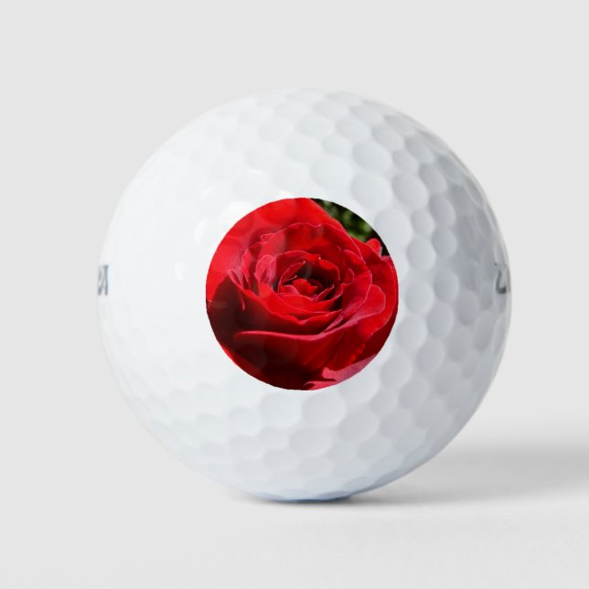 Bright Red Rose Flower Beautiful Floral Golf Balls (Front)