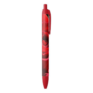 Bright Red Rose Flower Beautiful Floral Ink Pen
