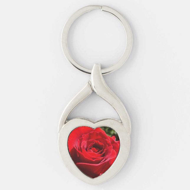 Bright Red Rose Flower Beautiful Floral Key Ring (Front)