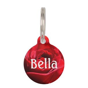 Bright Red Rose Flower Beautiful Floral Pet Tag