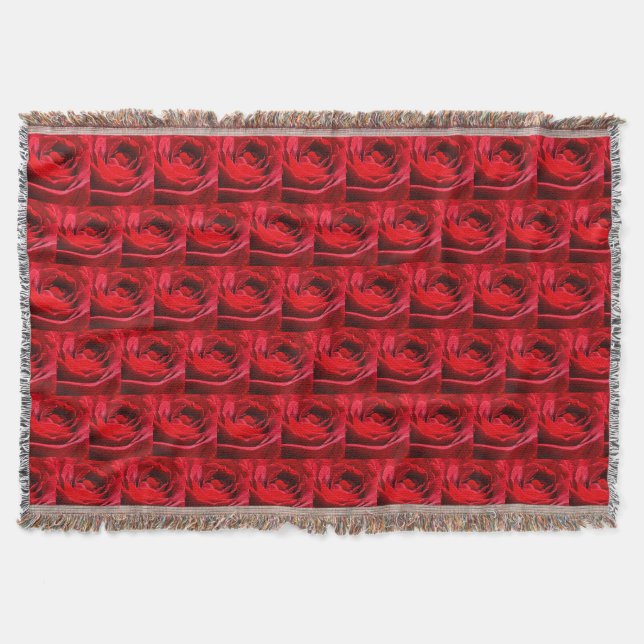 Bright Red Rose Flower Beautiful Floral Throw Blanket (Front)