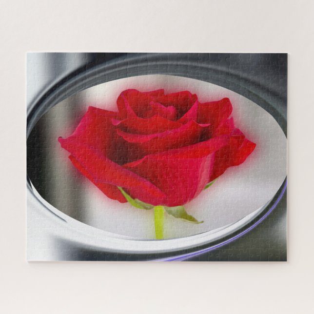 Bright red rose jigsaw puzzle (Horizontal)