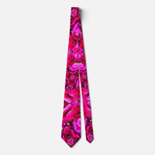 Bright Red Rose Pattern Tie