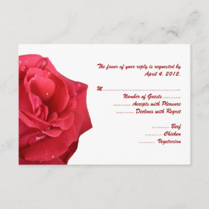 Bright Red Rose Reply Cards with Menu Options