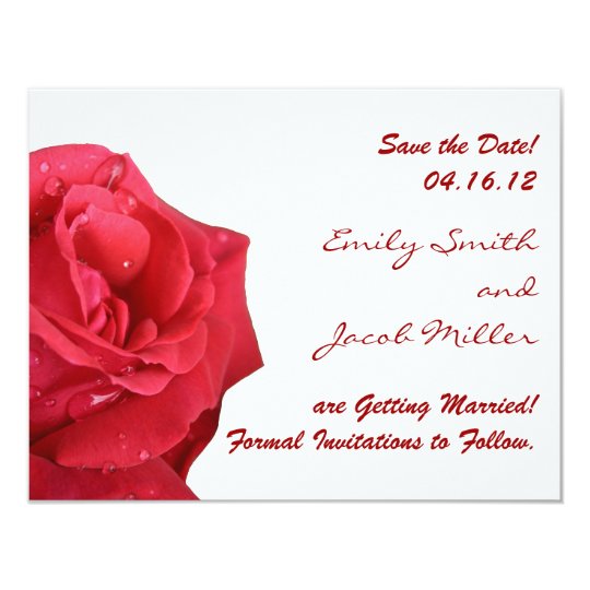 Bright Red Rose Save the Date Cards