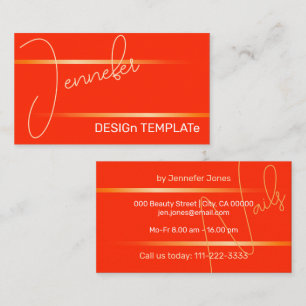 Bright Red Simple Elegant Lines Siganture Luxury Business Card