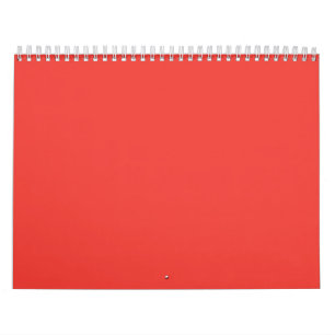Bright Red Solid Colour Background Modern Design Calendar