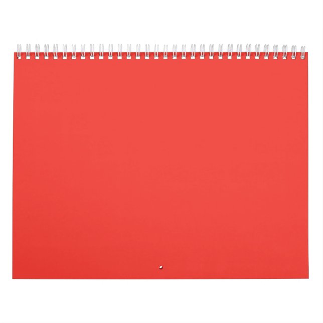 Bright Red Solid Colour Background | Modern Design Calendar (Cover)