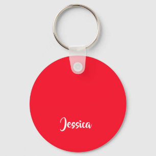 Bright red solid plain key ring
