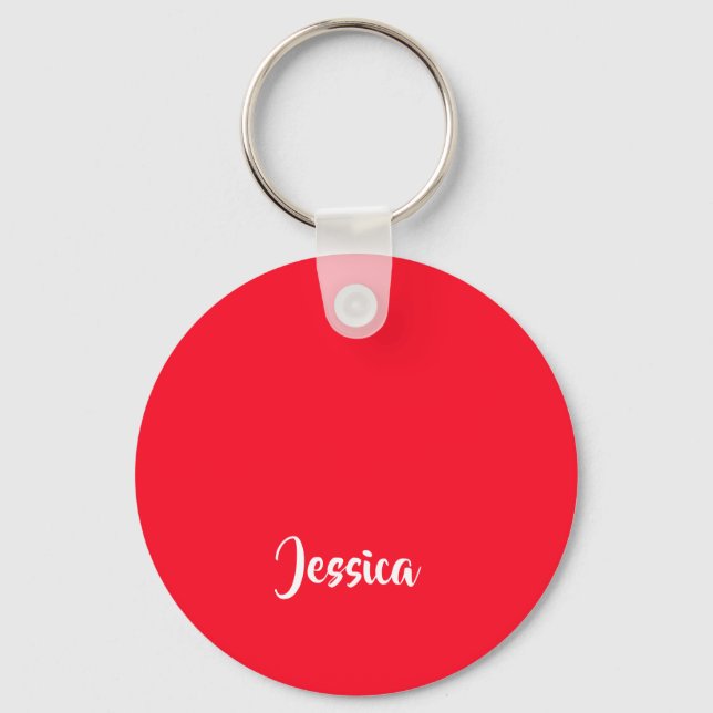 Bright red solid plain key ring (Front)
