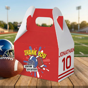 Bright Red Sports Football NFL Thank You Birthday Favour Box