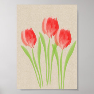 Bright Red Spring Tulips Poster