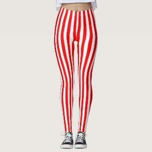 Bright red striped leggings