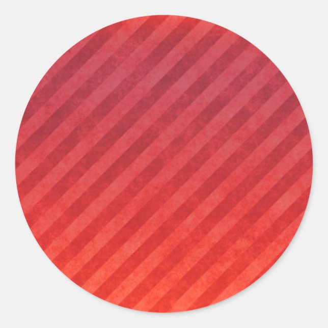 Bright Red Stripes Classic Round Sticker (Front)