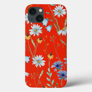 Bright Red Summer Floral iPhone 13 Case