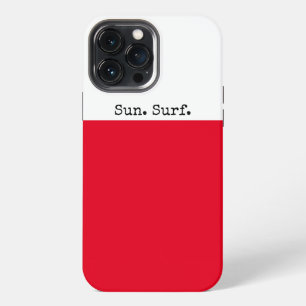 Bright Red Summer White Colour Block Sun Surf Text iPhone 13 Pro Max Case