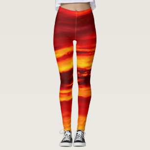 Bright Red Sunset Leggings
