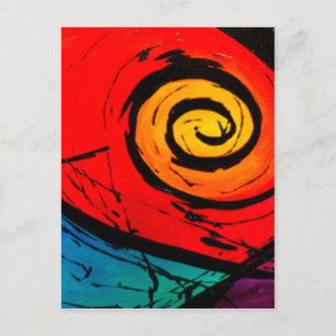 Bright Red Swirl Abstract Groovy Art Postcard