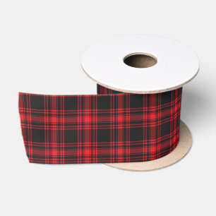 Bright Red Tartan Plaid Ribbon Satin Ribbon