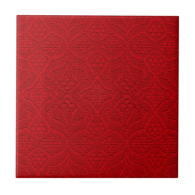 Bright Red Textured Design Ceramic Tile (Front)