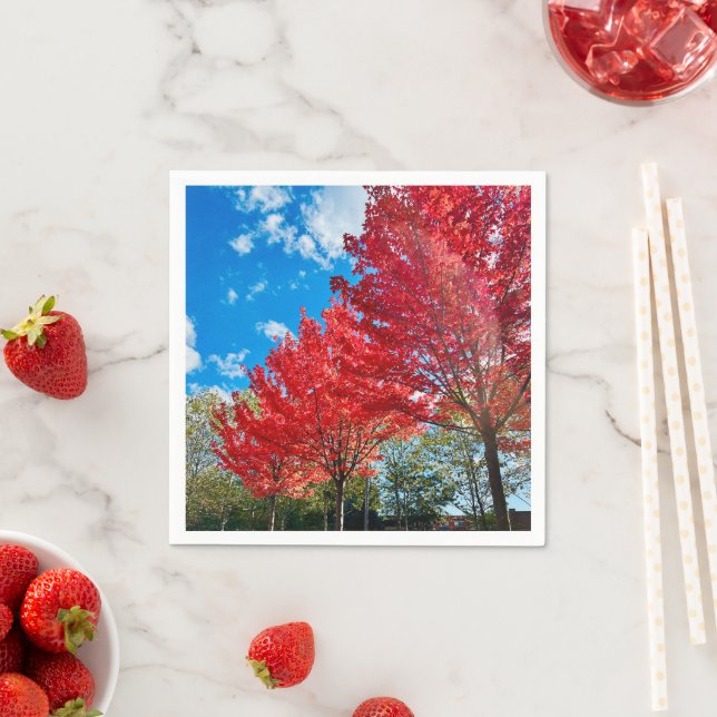 Bright Red Tree Leaves In Autumn Napkin (Insitu)