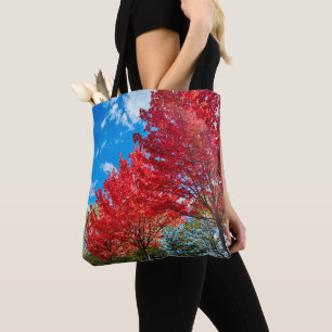 Bright Red Tree Leaves In Autumn Tote Bag