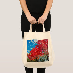 Bright Red Tree Leaves In Autumn Tote Bag
