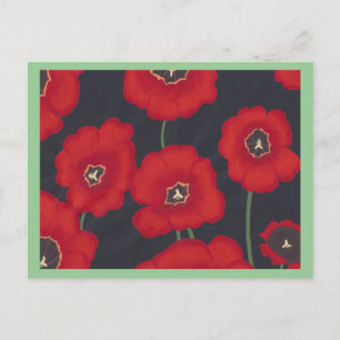 Bright Red Tulips on Black, Postcards