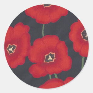 Bright Red Tulips on Black, Stickers