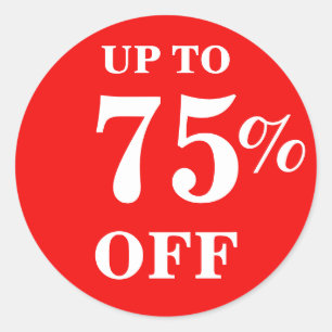 Bright Red Up To 75% OFF Sale Business Stickers