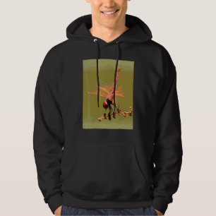 Bright Red Violet Dropwing Isolated On Green Paint Hoodie