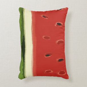 Bright Red Watercolor Watermelon Accent Pillow