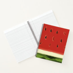 Bright Red Watercolor Watermelon Spiral Notebook