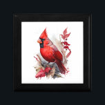 Bright Red Watercolor Winter Cardinal Bird Gift Box<br><div class="desc">Bright Red Watercolor Winter Cardinal Bird</div>