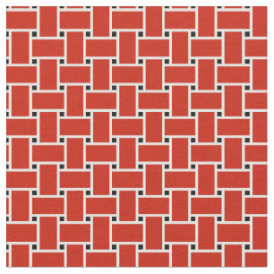 Bright red weave basket pattern design fabric