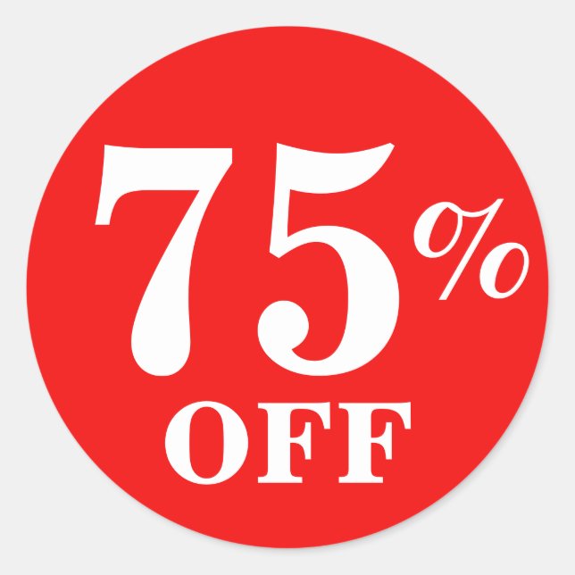 Bright Red White 75% OFF Sale Business Stickers (Front)