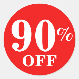Bright Red White 90% OFF Sale Business Stickers