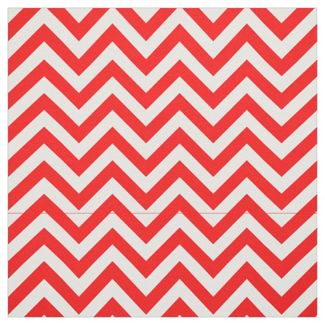 Bright Red, White LG Chevron ZigZag Pattern 12I Fabric (Swatch)