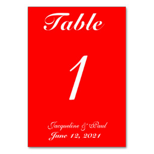 Bright Red White Wedding Table No. Cards