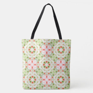 Bright Red Winter Green Star Christmas Shopping Tote Bag