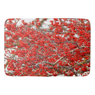 Bright Red Winterberries Holly Tree Berries Bath Mat