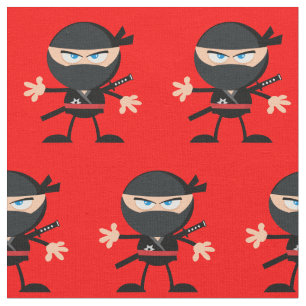 Bright Red with Ninjas Fabric