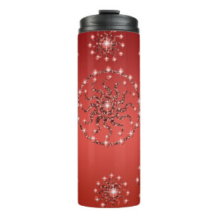 BRIGHT RED WITH SILVER JEWEL LOOK PATTERNS THERMAL TUMBLER