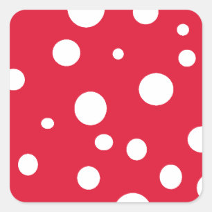Bright Red with White Polka Dots Summer Fun Square Sticker