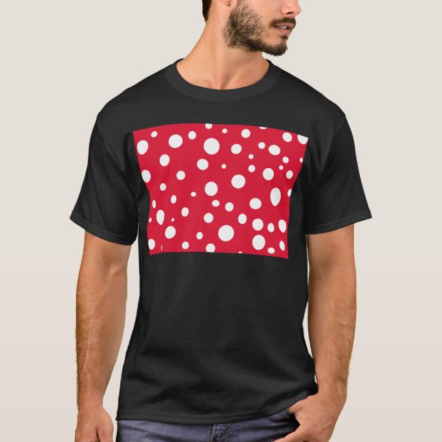 Bright Red with White Polka Dots Summer Fun T-Shirt (Front)