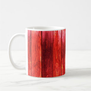 Bright red wood wall plank texture. Wood texture w Coffee Mug