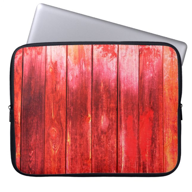 Bright red wood wall plank texture. Wood texture w Laptop Sleeve (Front)